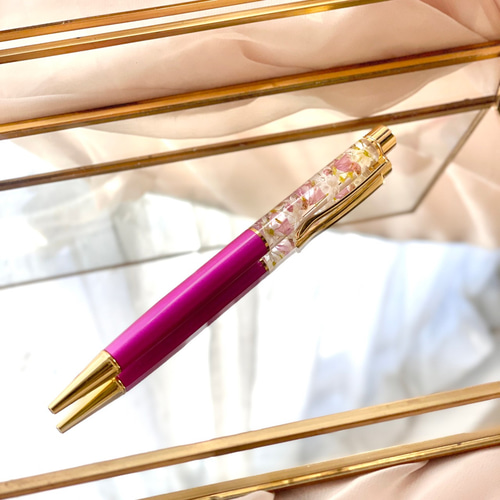 きらり ピンク の ハーバリウムボールペン / ドライフラワー / ギフト