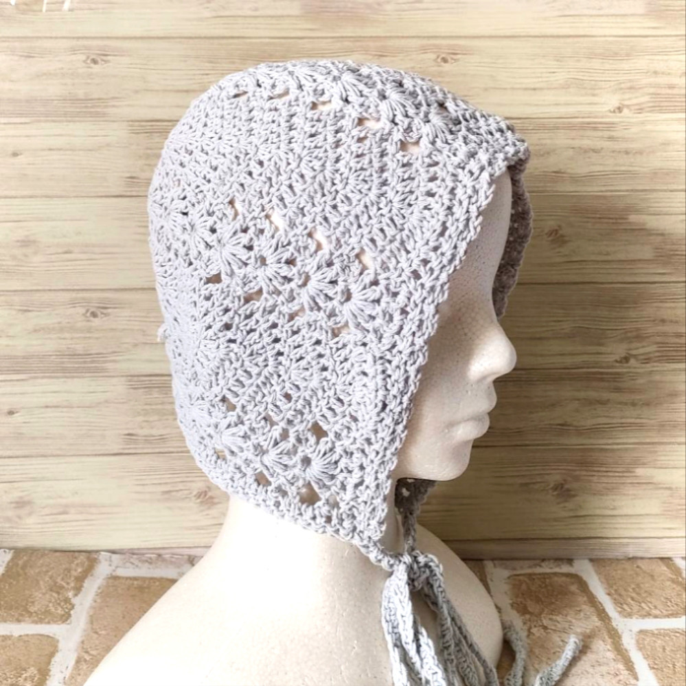 ベッドカバー シングル用　コットン ハンドメイド　手編み　クロシェ編み