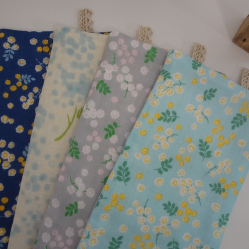 ミモザA*やわらかガーゼハンカチ*4枚セット ハンカチ・手ぬぐい oab789  