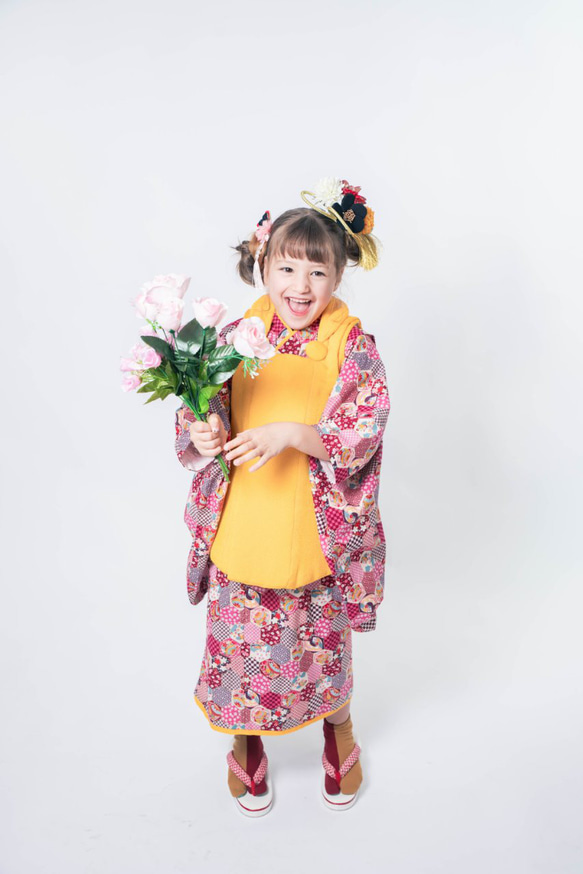 七五三　3歳　被布　被布着物　着物リメイク　ちりめん 七五三 3歳 被布 被布着物 着物リメイク ちりめん