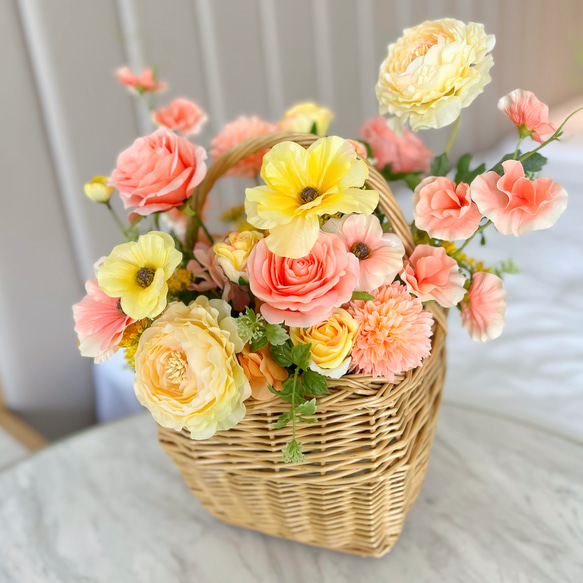 フラワーバスケット♡Lサイズ アーティフィシャルフラワー カゴ