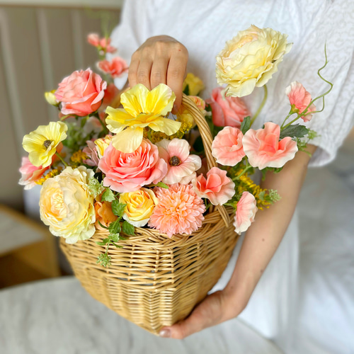 韓国っぽ♡フラワーバスケット/送別 卒業 入学 ホワイトデー/Lサイズ