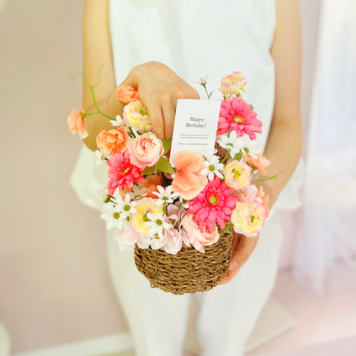 即納品可能】フラワーバスケット♡Mサイズ メッセージカード