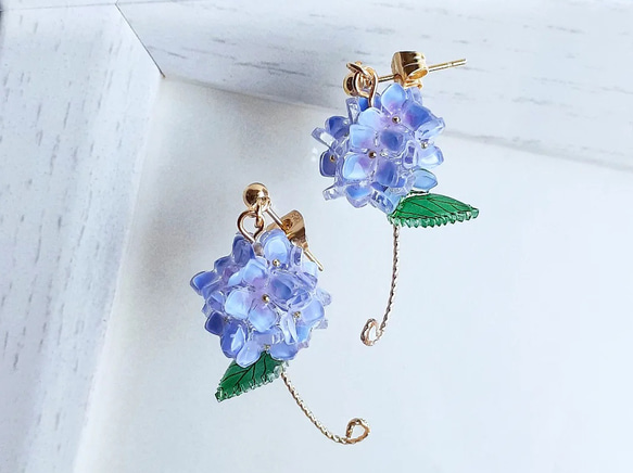 紫陽花(アジサイ)のピアス・イヤリング ピアス（スタッド・一粒