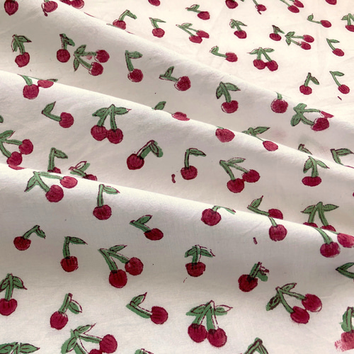 インド ブロックプリント生地 [50cm単位] チェリー レッド