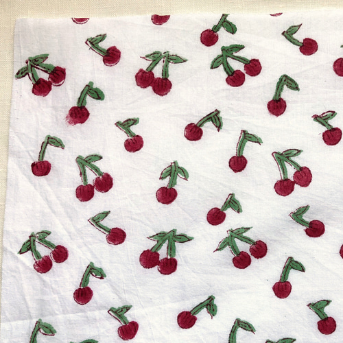 インド ブロックプリント生地 [50cm単位] チェリー レッド