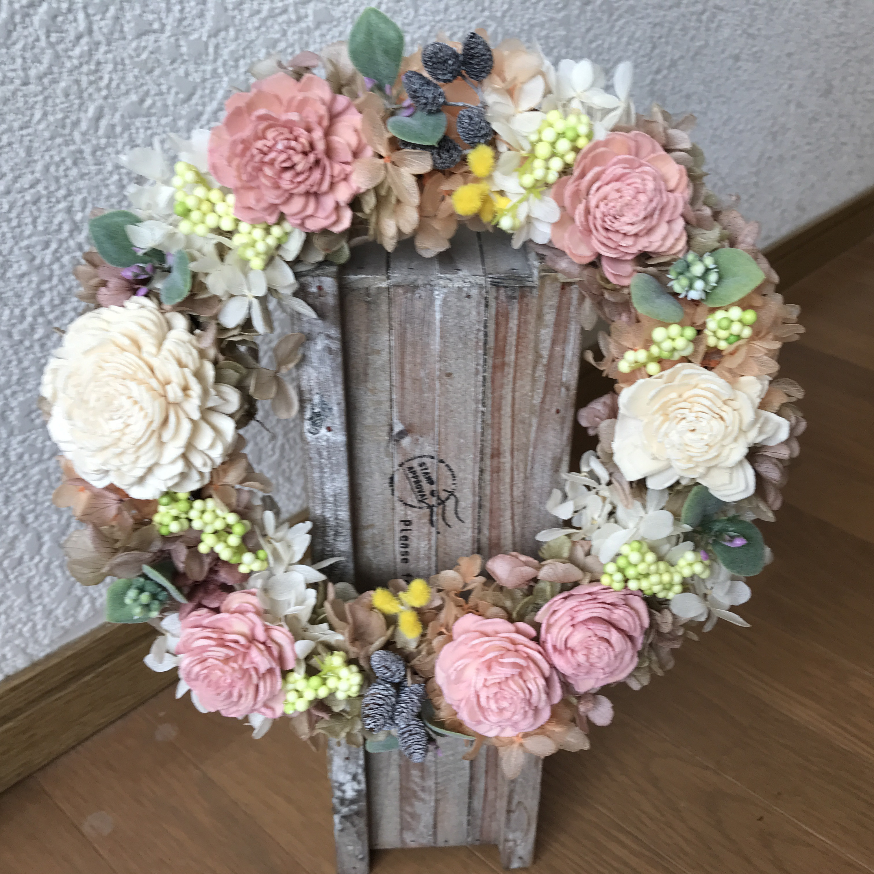 Alpha-k - 《新作》プリザーブドアジサイとソラローズのくすみピンクの  