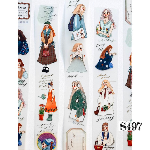 S497コラージュ素材】切売 台湾PETステッカー 女子 人物 マステ S497コラージュ素材】切売 台湾PETステッカー 女子 人物 マステ