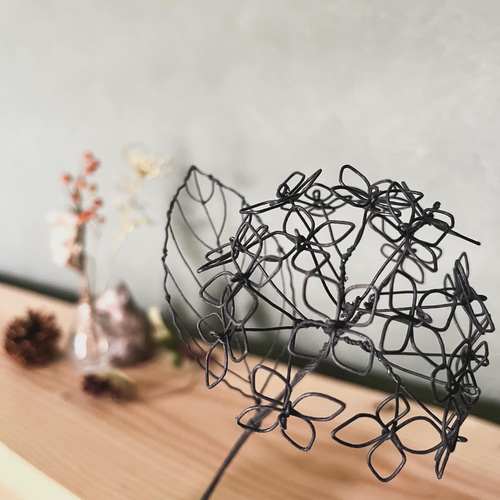 紫陽花 一輪挿し ワイヤーアート ワイヤークラフト アート