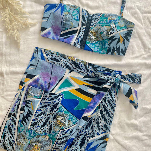 古着リメイク ビスチェと巻きスカートのセット タンクトップ  