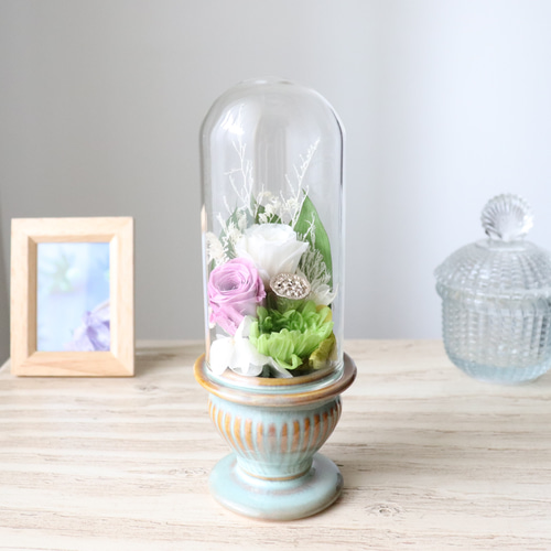 プリザーブドフラワー ガラスドーム仏花kouten ～ミニバラ