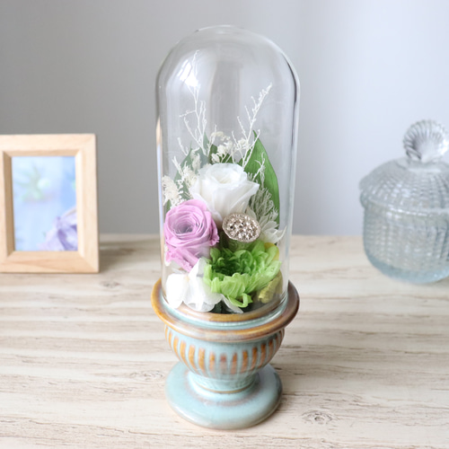 プリザーブドフラワー ガラスドーム仏花kouten ～ミニバラ