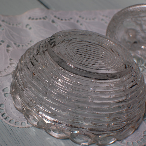 ガラスのボンボニエール ニワトリ クリア 透明 フランスヴィンテージ