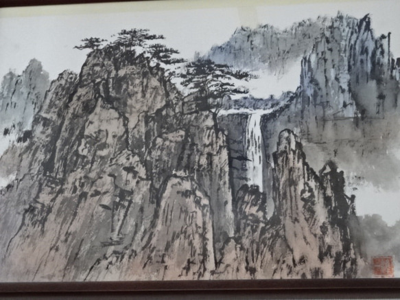 水墨画 黄山大滝図 絵画 プールジャンキージュン 通販 17759005