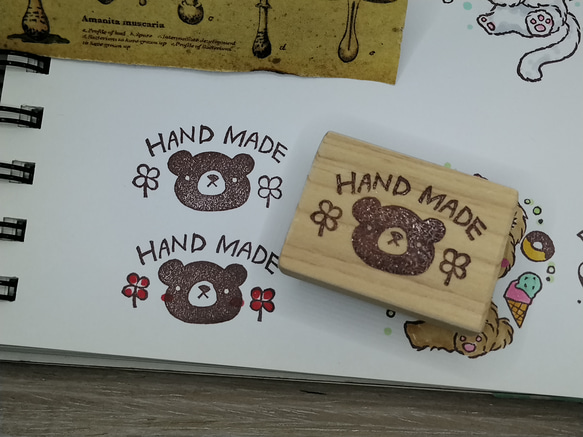 クリスマスファッション Handmade 216 消しゴムはんこ♪ くま タグ タグ ハンドメイド 文房具・ステーショナリー