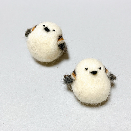 ●いちご●親子もふもふシマエナガ　ハンドメイド　キルト ○いちご○親子もふもふシマエナガ ハンドメイド キルト