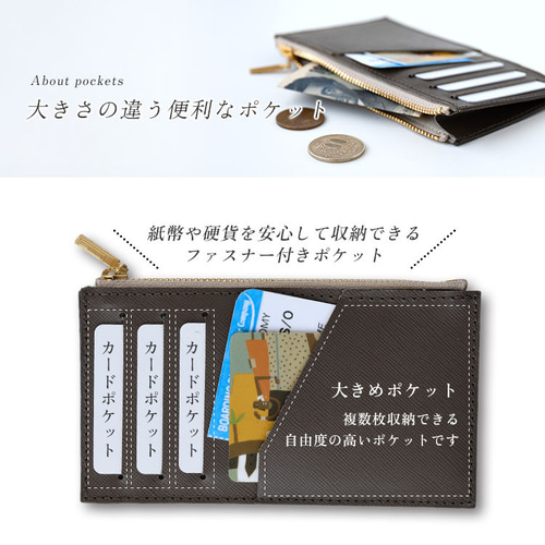 フラグメントケース 本革 薄い サフィアーノレザー スマート財布