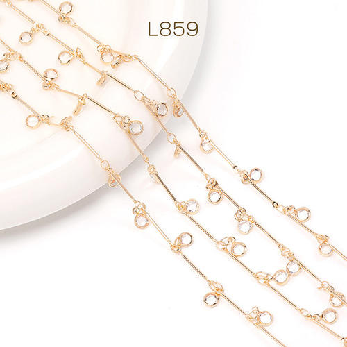 L859 1m ハンドメイドチェーン クリアガラスフレームストーン装飾