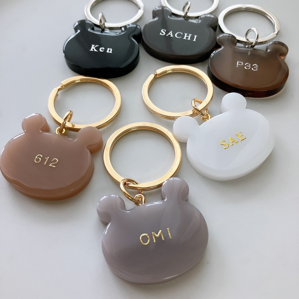 【名入れ/言葉入れ無料】全6色　ベア　熊　キーホルダー/チャーム/推し活/席札/名入れキーホルダー 12枚目の画像