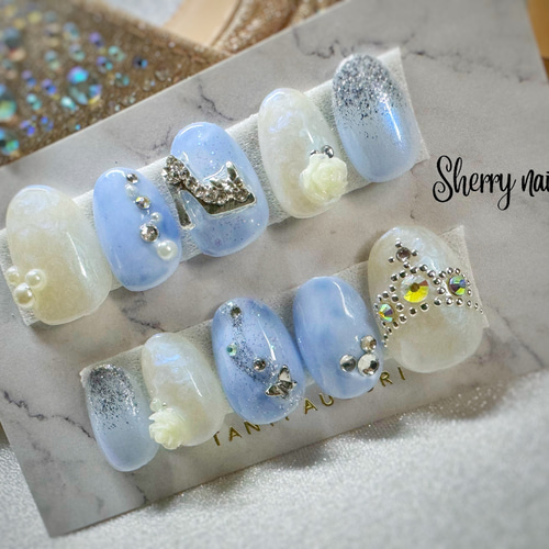 ガラスの靴ネイル ブルーフェアリー ネイルチップ ネイルチップ（つけ