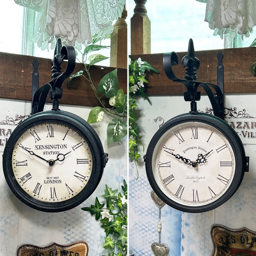 アンティークな部屋 両面式 壁掛け時計（回転型④） ウォールクロック