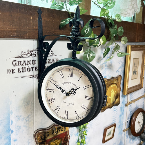 壁掛け時計 アンティーク アンティークな部屋 両面式 壁掛け時計（回転型④） ウォールクロック