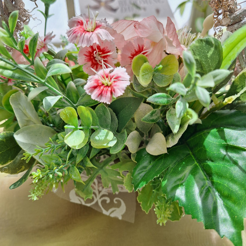 華やかな色合い❤︎アーティフィシャルフラワーリース 23cm モーブカラーのフラワーリース/アーティフィシャル アート