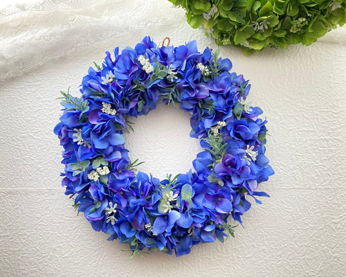 上品な紫陽花リース 26cm｜ギフト対応・高級アーティフィシャル 424ac87527fff1d97bedaa1536843f