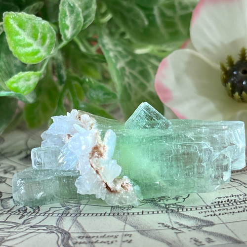 天使の水晶✨ バイカラー グリーン アポフィライト 原石 ラフストーン