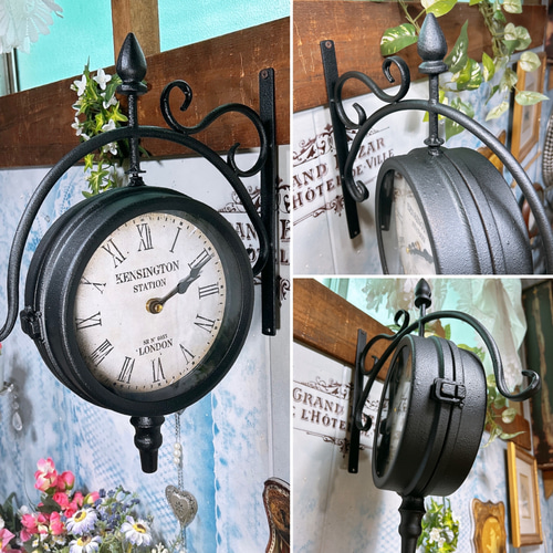 アンティークな部屋 両面式 壁掛け時計（回転型①） ウォールクロック