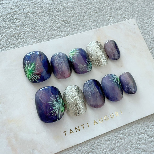 オーダーネイルチップNo.65 夏 花火 浴衣ネイル オーダーネイルチップ