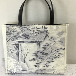 花ぷらら・ハンドメイド・リメイク・カバン・がま口バック・チェーンショルダー付き ハンドメイド・リメイク・帯・カバン・がま口バック・黒・2way