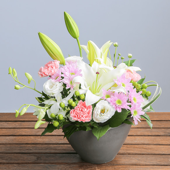 お供え花・仏花】アレンジメント「プレシャス・メモリー ピンク