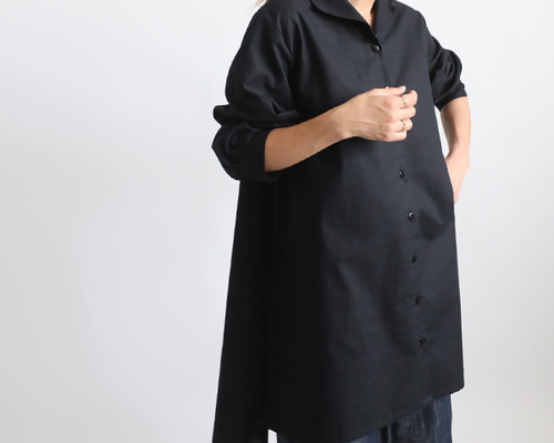 夏ＳＡＬＥ　ギマ擬麻コットン　ヘチマ襟　燕尾裾　ワイドシャツ　チュニック　ゆったり　ライトグリーンA40A 夏／最終SALE ギマ擬麻コットン ヘチマ襟 燕尾裾 ワイド