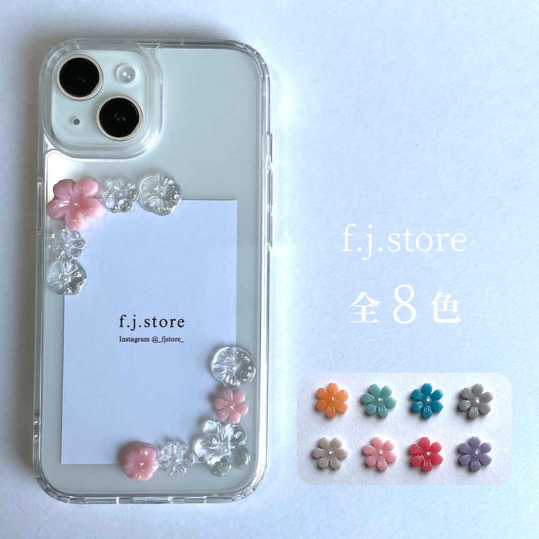 全8色】iPhoneケース＊ クリアラメ お花 トレカデコ