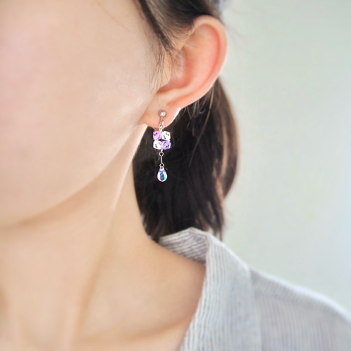 きらめく紫陽花のしずくイヤリング・ピアス /シルバー ゴールド