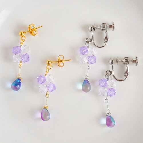 きらめく紫陽花のしずくイヤリング・ピアス /シルバー ゴールド