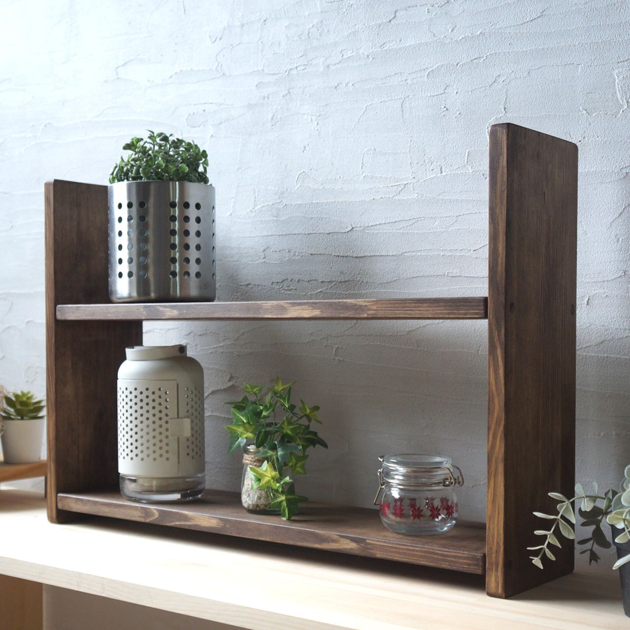 棚 シェルフ 見せる収納棚 2段タイプ ディスプレイ キッチン 収納 木製 5,083円