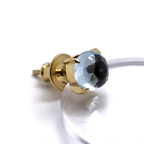 身につけるお墓】遺骨 K18ピアス 片耳用 ブルートパーズ ピアス