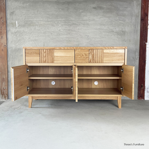 ひーちゃん　Brugge オーク材 サイドボード リビングボード 収納 ひーちゃん Brugge オーク材 サイドボード リビングボード 収納