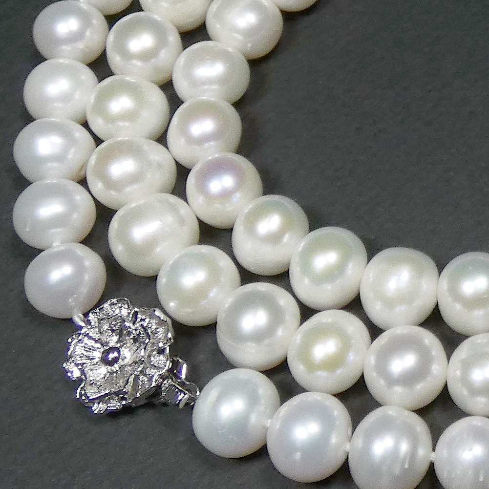 パールネックレスロング大粒セミラウンドサークル約9.5-10.5mm/100cmロング yumisaLong A841