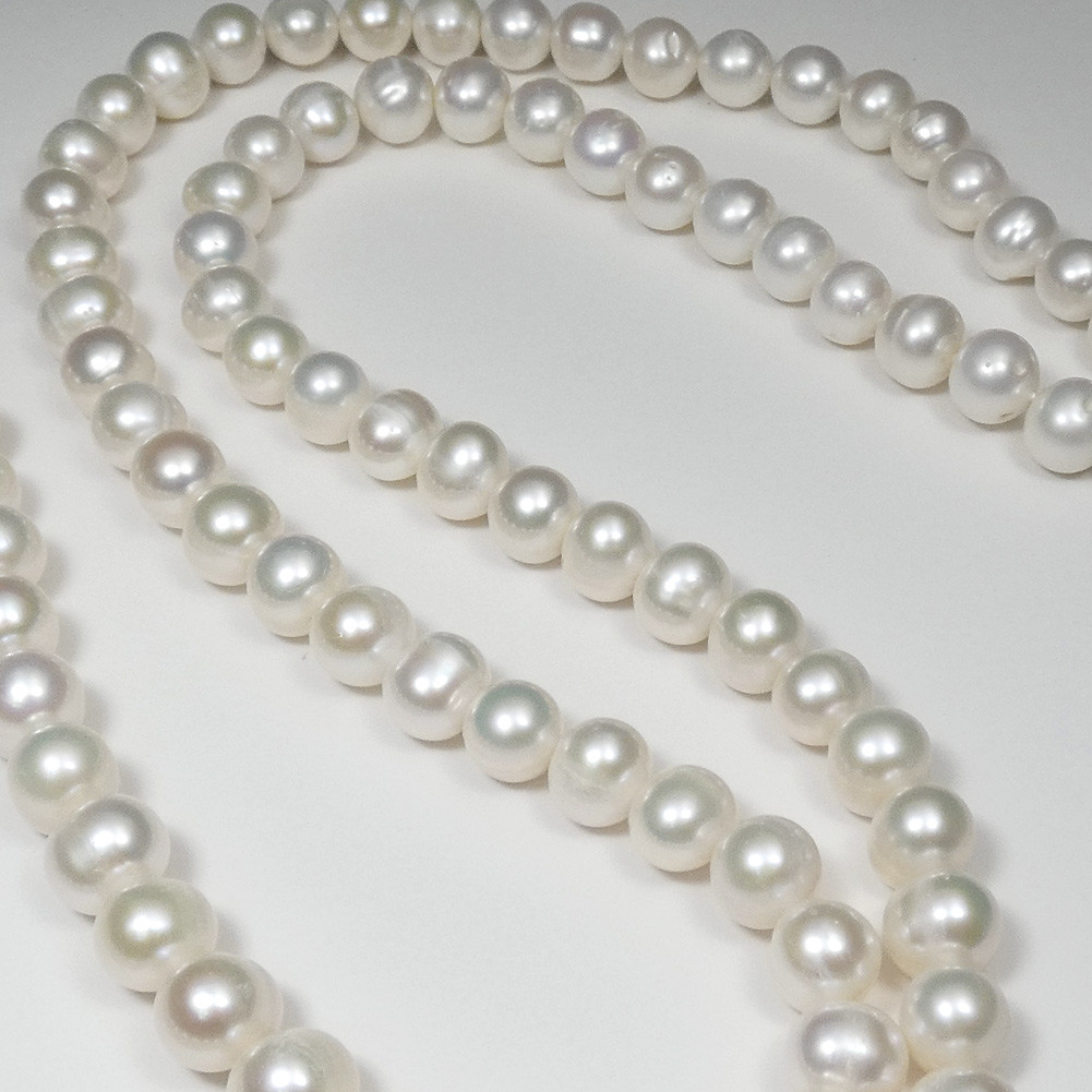 パールネックレスロング大粒セミラウンドサークル約9.5-10.5mm/100cmロング yumisaLong A841