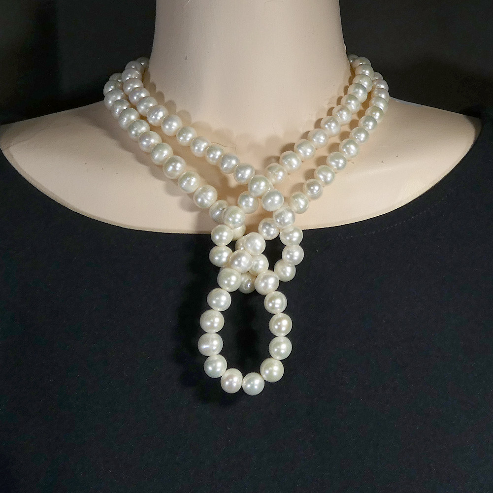 パールネックレスロング大粒セミラウンドサークル約9.5-10.5mm/100cmロング yumisaLong A841
