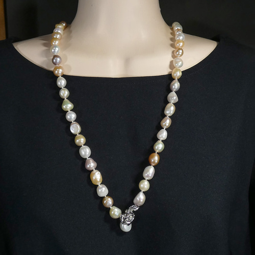 高品質淡水真珠 大粒超ロングラリエットネックレス 160cm パールラリエットネックレス セミロング 天然大粒真珠10-11mm マルチ