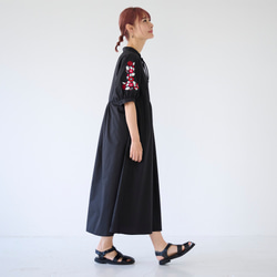 ﾓﾘﾉｶﾞｯｺｳ シワになりにくい エスニック刺繍ワンピースドレス(ブラック)｜mg-op18-bk 11枚目の画像