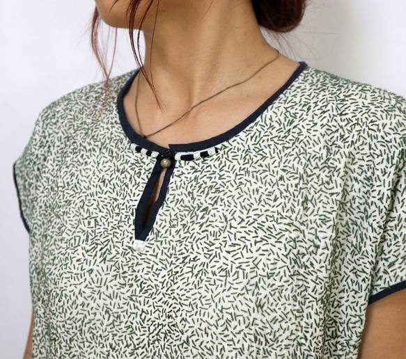 手仕事が美しい刺し子刺繍ワンピース、チェンマイ、ヤオ族、オールシーズン 