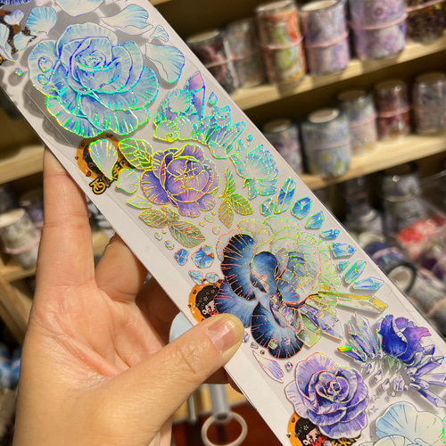 海外PETテープ 切り売り 花と宝石 海外マステ コラージュ