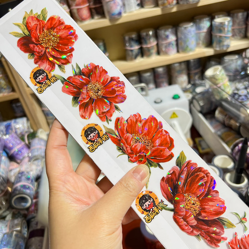 巻売 592☆ 海外 マスキングテープ マステ PET 花 薔薇 人物 虹光 巻売