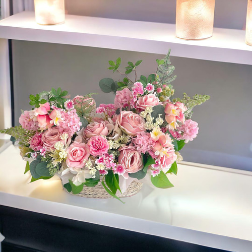 光触媒 フラワーアレンジ バスケットフラワー 造花 誕生日 ギフト