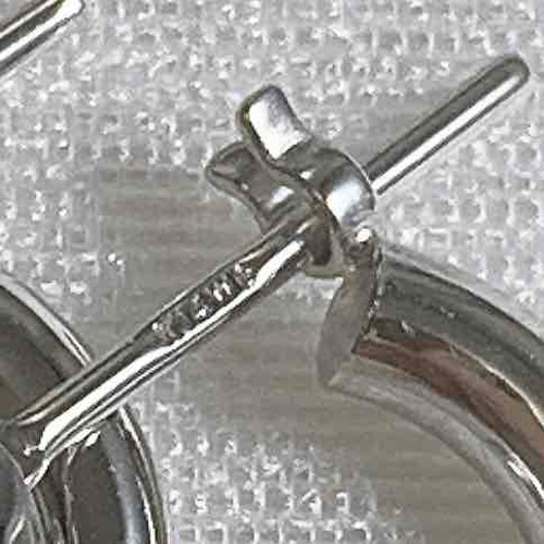 地金＊14金【2×10mm 定番フープピアス】ホワイトゴールド 刻印入 日本  